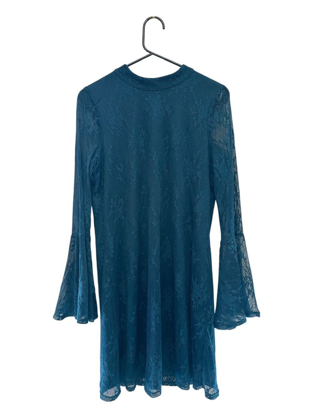Speechless Fairycore Teal Lace Long-Sleeve Floral Print Dress Size Medium